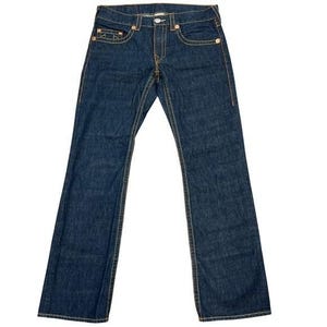 VTG True Religion Bobby Big T Straight Leg Jeans 34 Dark Wash USA Y2K Streetwear image 2