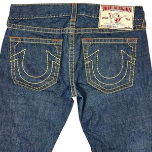 VTG True Religion Bobby Big T Straight Leg Jeans 34 Dark Wash USA Y2K Streetwear image 6