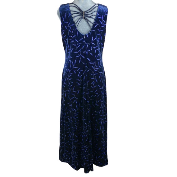 Molly Malloy Evening Blue Velvet Maxi Dress 12P G… - image 3