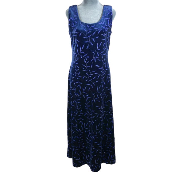 Molly Malloy Evening Blue Velvet Maxi Dress 12P G… - image 2