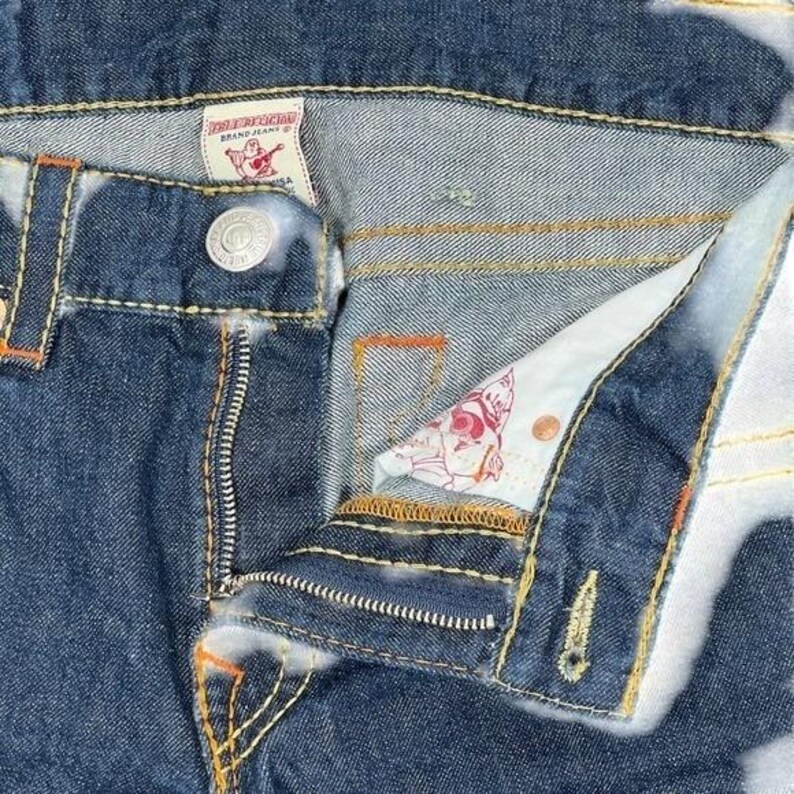 VTG True Religion Bobby Big T Straight Leg Jeans 34 Dark Wash USA Y2K Streetwear image 3