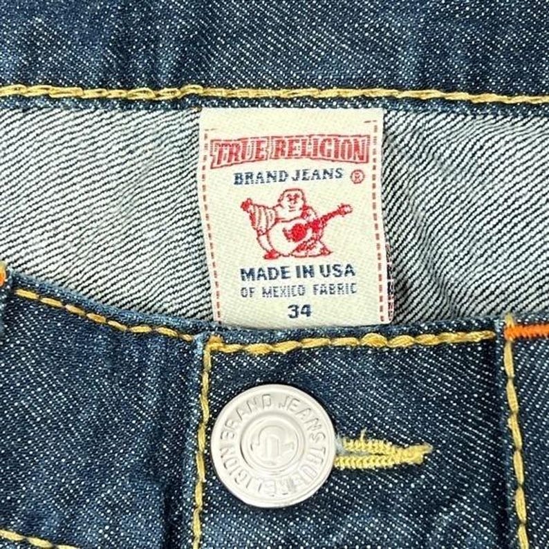 VTG True Religion Bobby Big T Straight Leg Jeans 34 Dark Wash USA Y2K Streetwear image 4