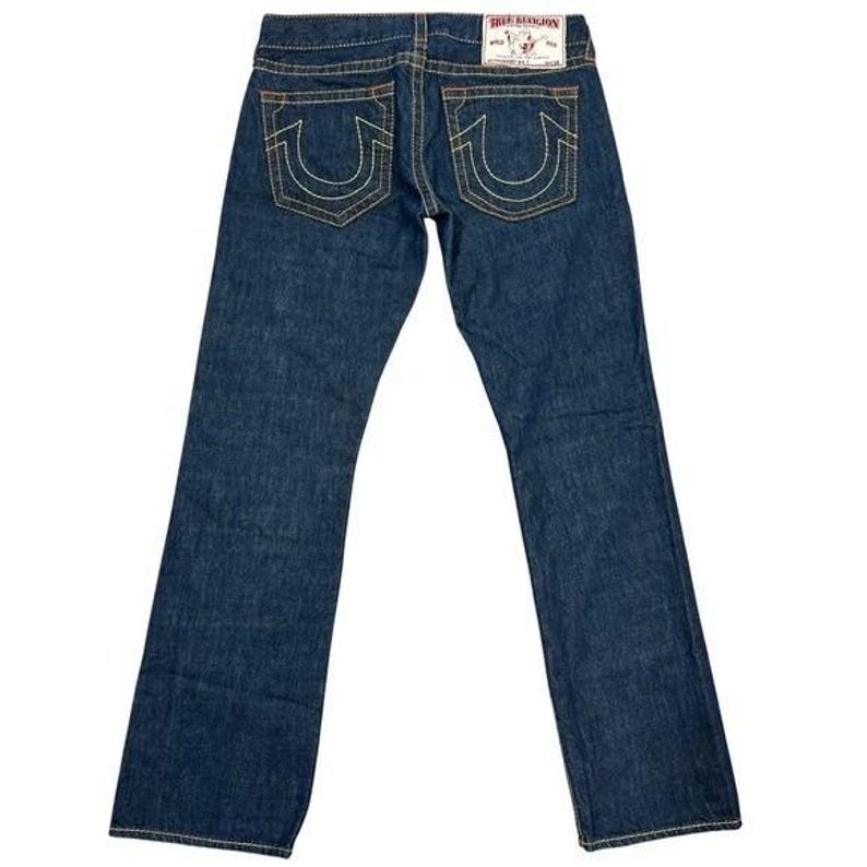 VTG True Religion Bobby Big T Straight Leg Jeans 34 Dark Wash USA Y2K Streetwear image 1