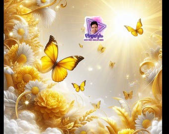 Yellow Butterfly Memorial Background PNG