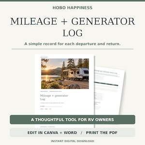 RV Rental Mileage Log | Generator Hours Handoff Tracker