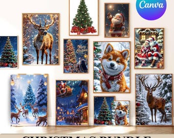 Kerstmuurkunst | Feestelijk afdrukbaar decor | Vakantiewoningafdrukken | Direct downloaden