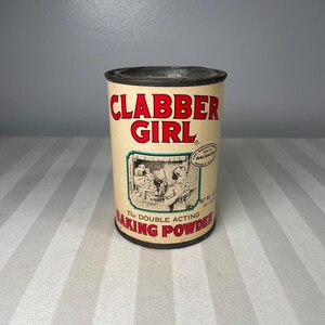 Vintage Clabber Girl The Double Acting Baking Powder 10 Oz. Advertising Tin