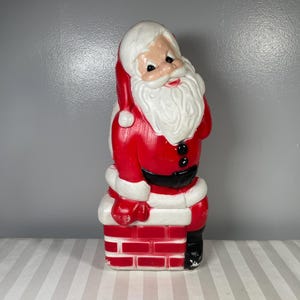 Vintage Santa & Chimney Lighted Blow Mold 13.5&quot; Tall General Foam Plastics Corp