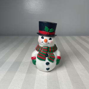Saleiro e pimenteiro vintage Avon empilhável boneco de neve 2 peças chapéu alto