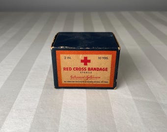 Vintage Red Cross Bandage Box Johnson & Johnson Unopened 10yds 2in