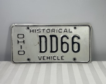 Placa de matrícula de vehículo histórico de Ohio, de metal blanco y negro, 12 x 6.
