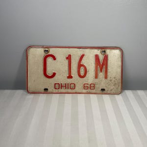 1968 Ohio Metal License Plate C16M