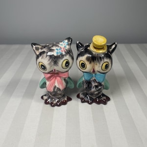 Vintage Norcrest Anthropomorphic Owl Salt and Pepper Shakers Set Japan Mid Century