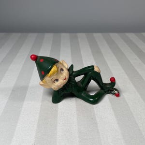 Vintage Ceramic Pixie Christmas Leaning Elf Made in Japan