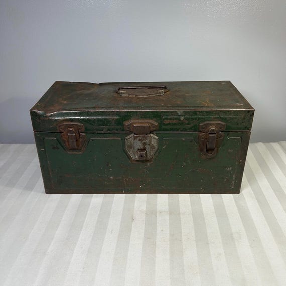 Union Steel Chest Utility Box Olive Green Tool Metal Tackle