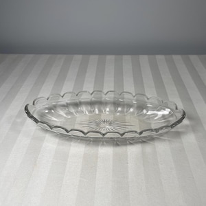 Vintage Heisey Glass Clear 9&quot; Oval Dish, Colonial Sunburst