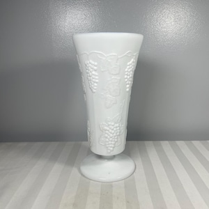 Indiana Milk Glass Harvest Grape by Colony 7.5&quot; Footed Pedestal Vase