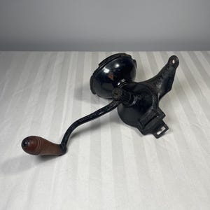 Vintage Royal Coffee Grinder Black Cast Iron with Wooden Handle