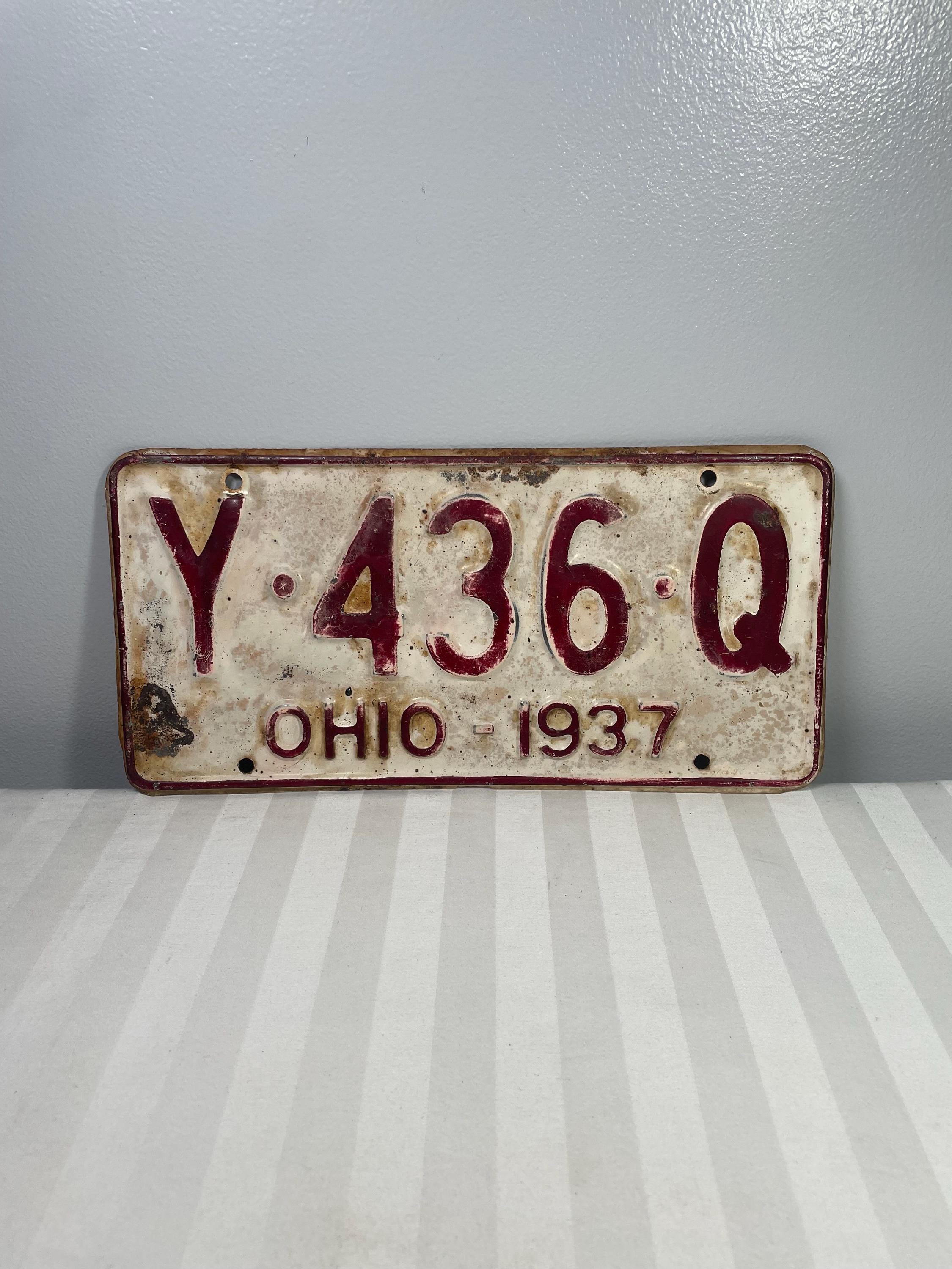 1937 年オハイオ州の白と赤の金属製ナンバープレート 12 x 6。 - Etsy 日本
