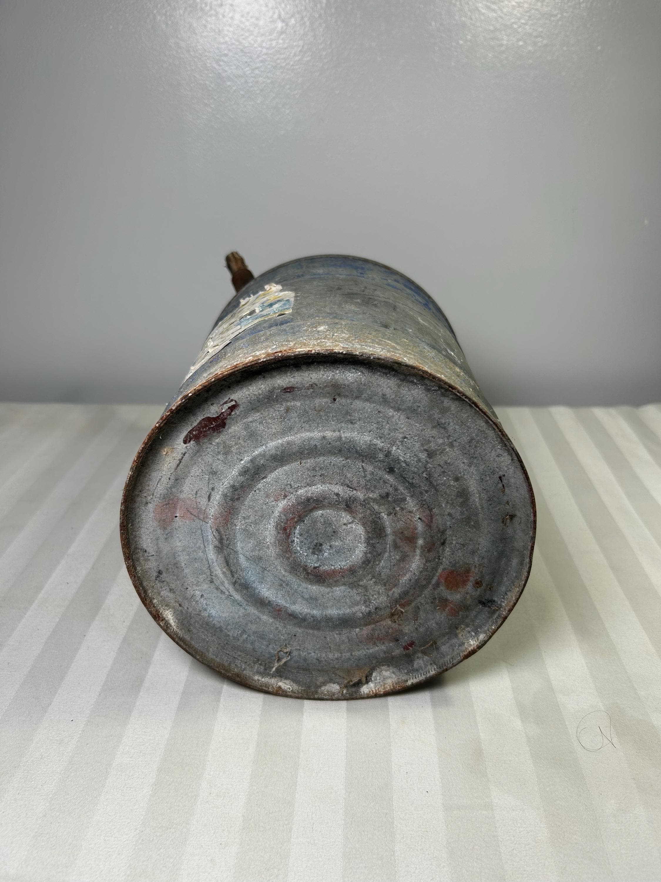 アンティークイーグルメタル亜鉛メッキ灯油ガス缶（木製ハンドル付き