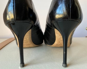 JIMMY CHOO Black Eel Skin Pumps