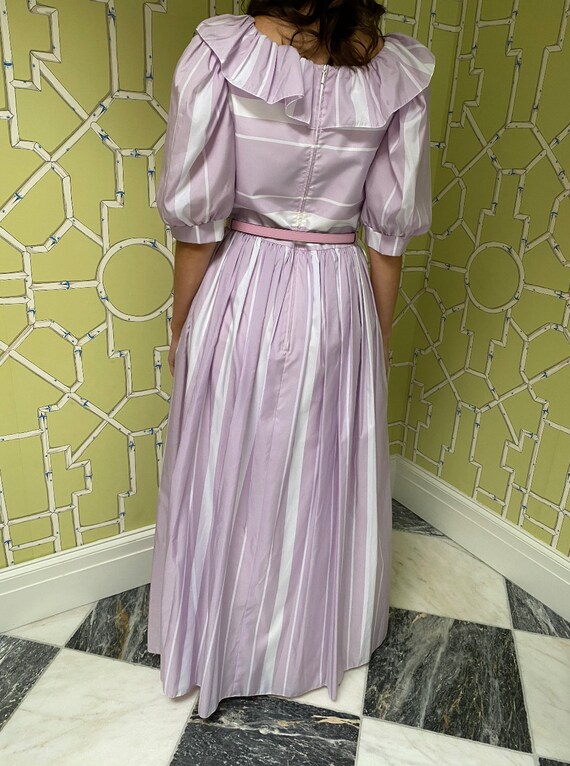 1980's Lilac and White Frill Collar Candy Stripe … - image 4