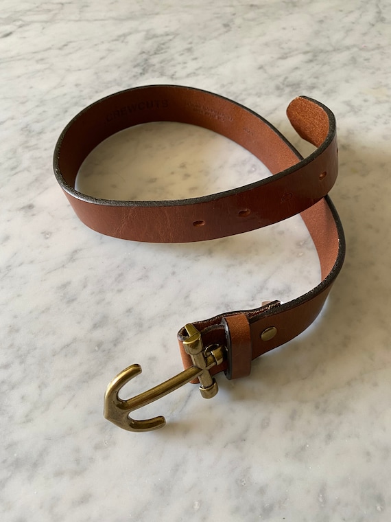 Brown Crewcuts Leather Belt With Anchor Buckle 