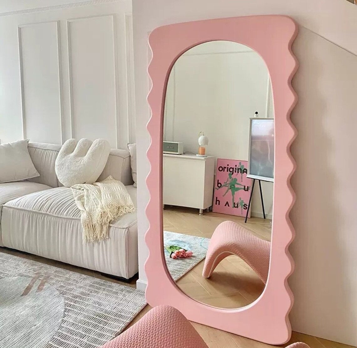 Full Lenght Wiggle Mirror Decorative Floor Mirror Wavy Etsy