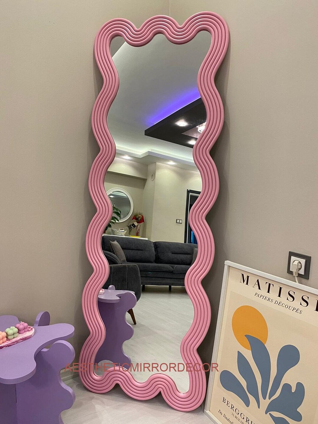 Wavy Shaped Floor Mirror Decorative Full Lenght Mirror Etsy