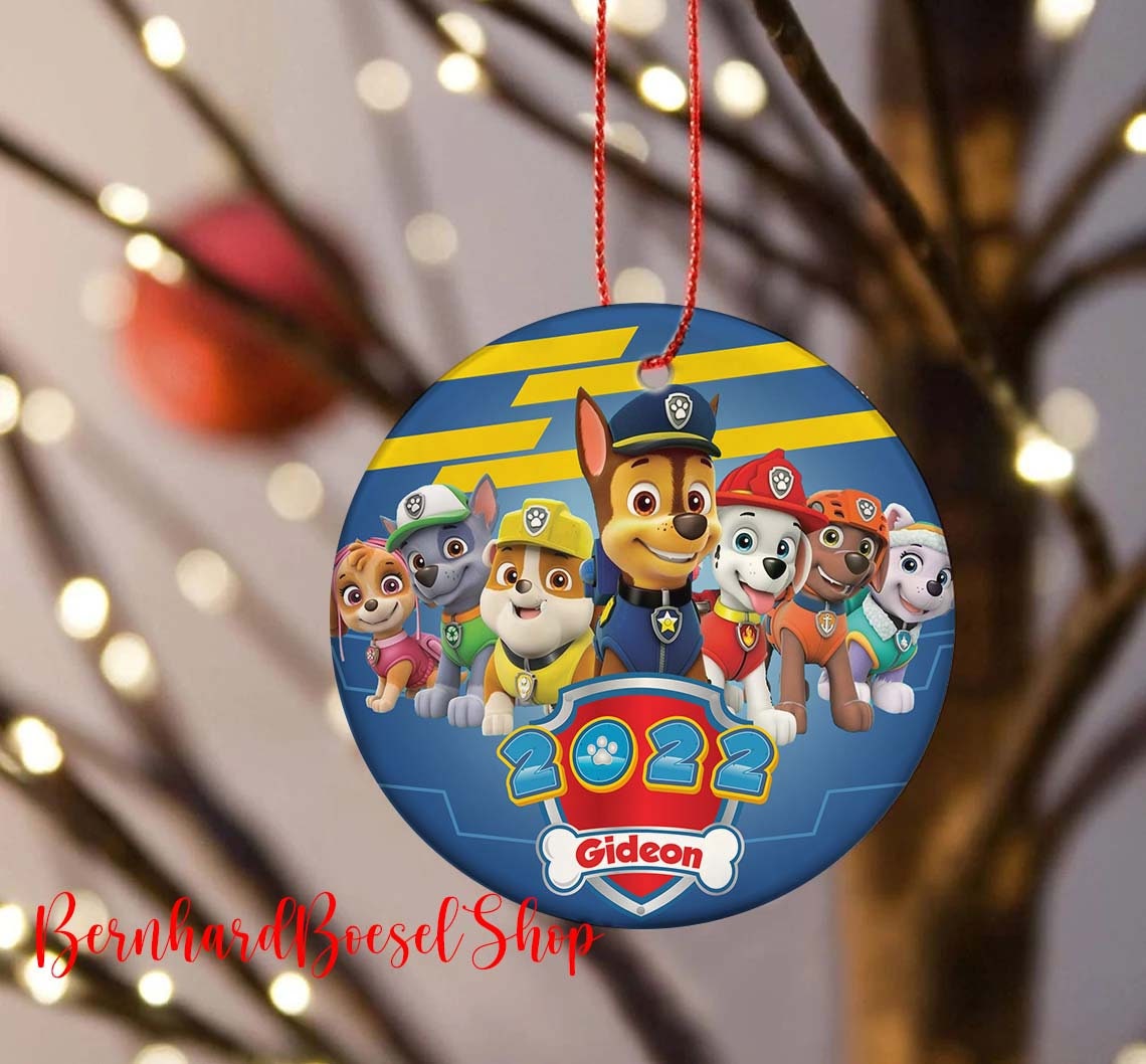 Personalized Paw Patrol Ornament, Paw Patrol Xmas Ornament