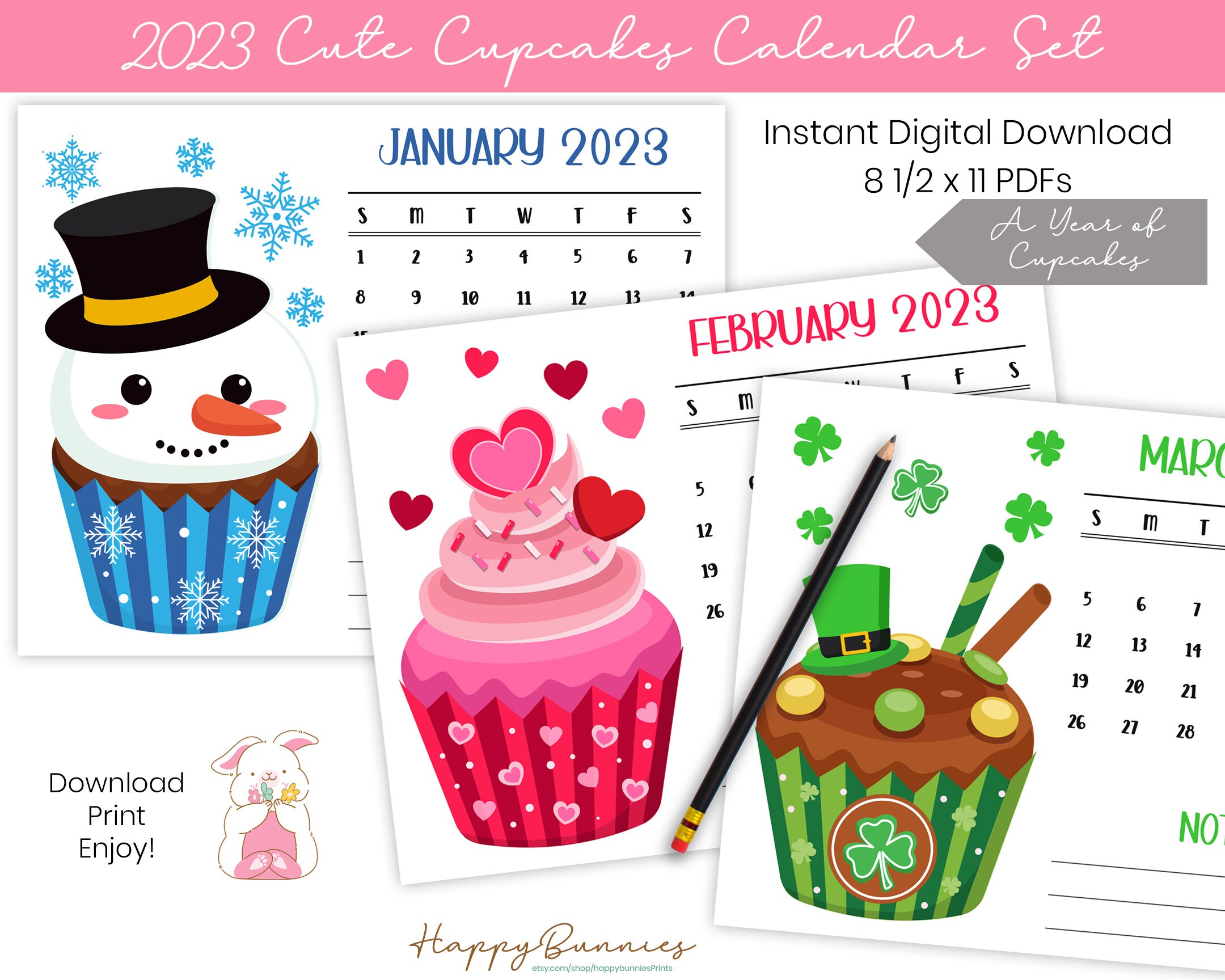 2023 Printable Cupcakes Calendar, 2023 Printable Cupcakes Calendar ...