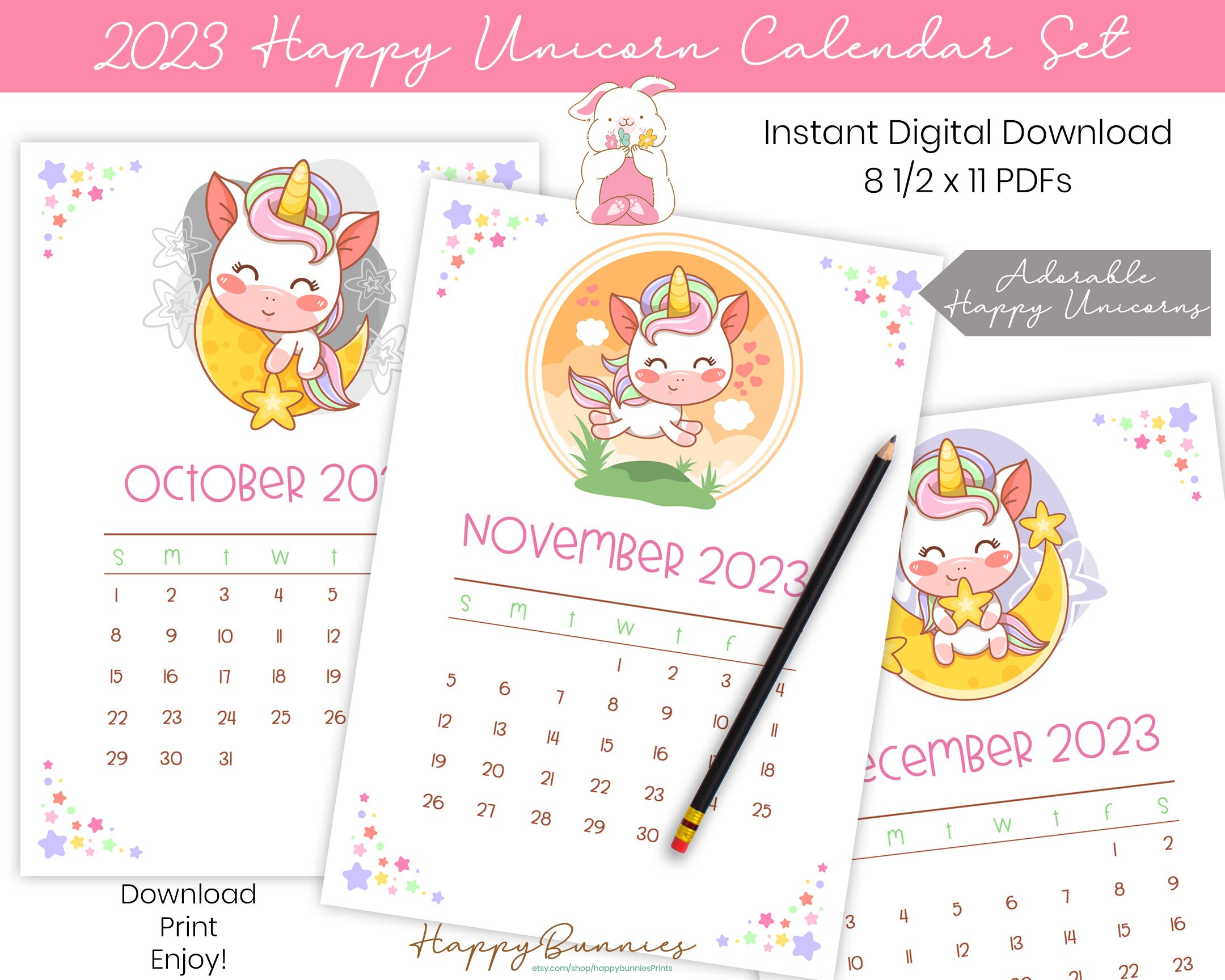 Unicorn Calendar 2023 Printable Unicorn Calendar 2023 Printable