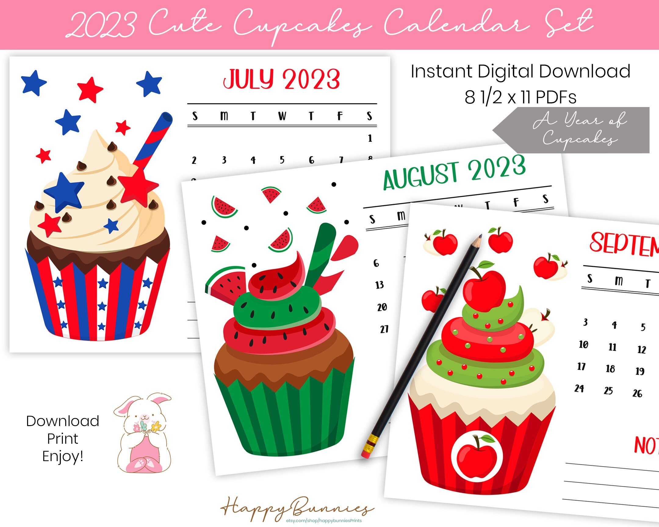 2023 Printable Cupcakes Calendar, 2023 Printable Cupcakes Calendar ...