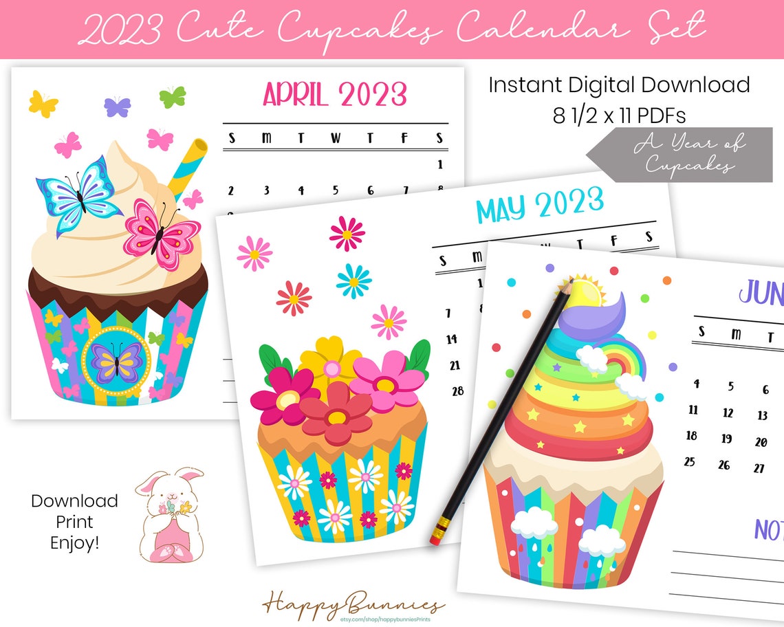 2023 Printable Cupcakes Calendar, 2023 Printable Cupcakes Calendar ...