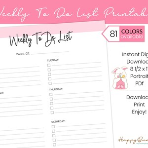 Weekly To Do List, Printable Weekly To Do List, Weekly To Do List Printable, To Do List Printable, Digital Download