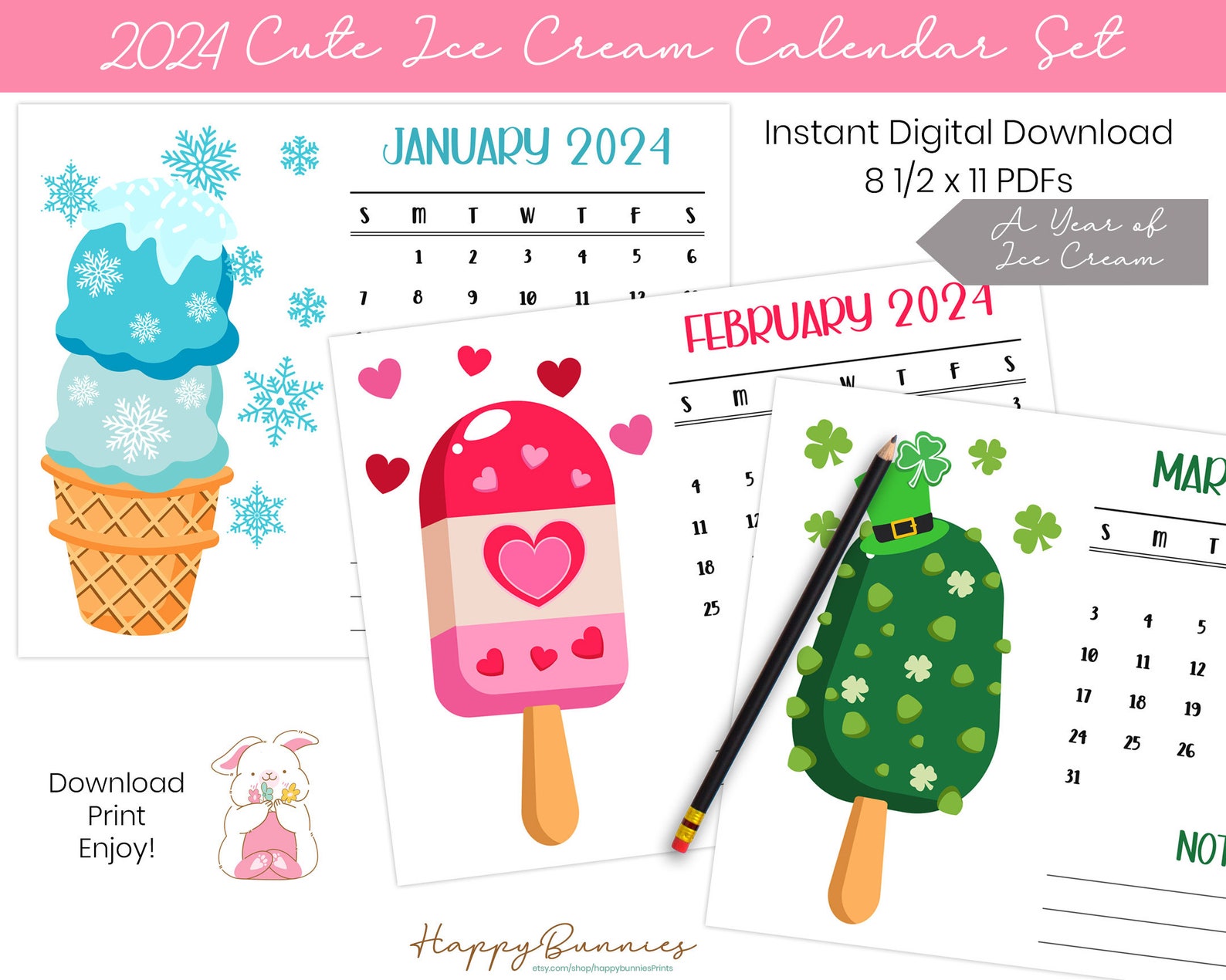 2024 Printable Ice Cream Calendar, 2024 Printable Ice Cream Calendar