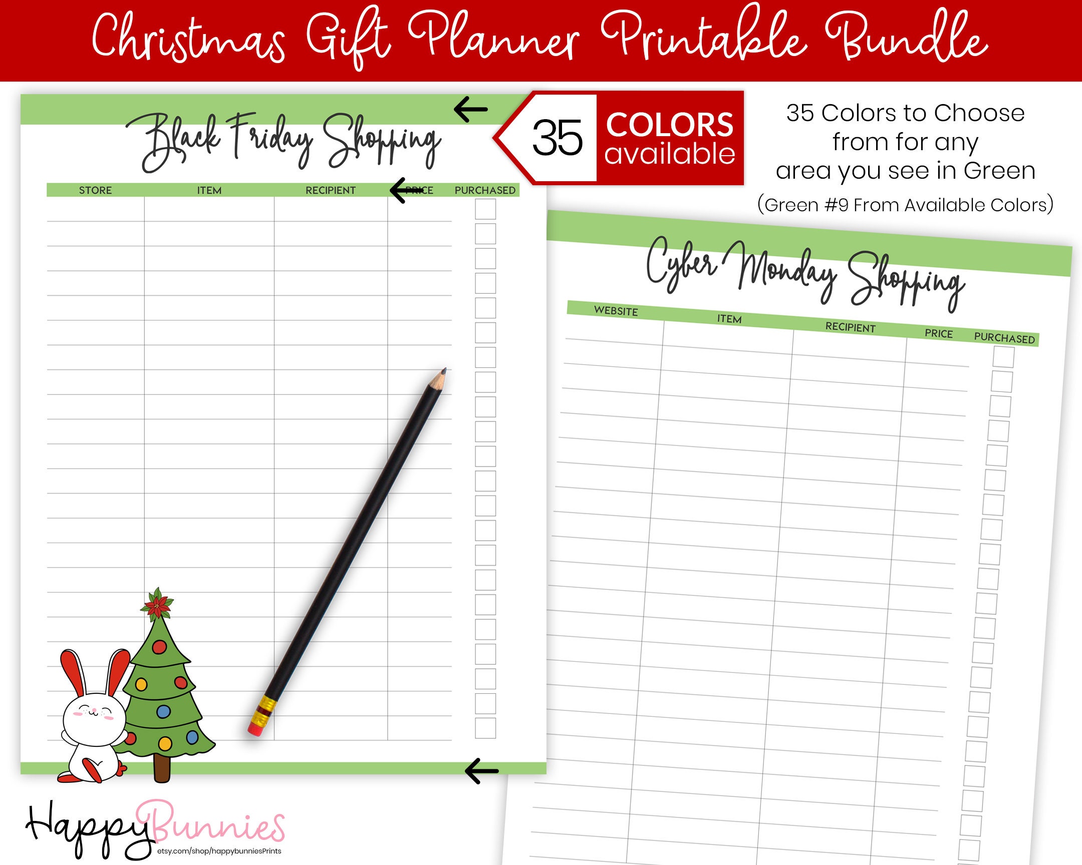 Printable Christmas Gift Planner Bundle, Christmas Shopping List ...