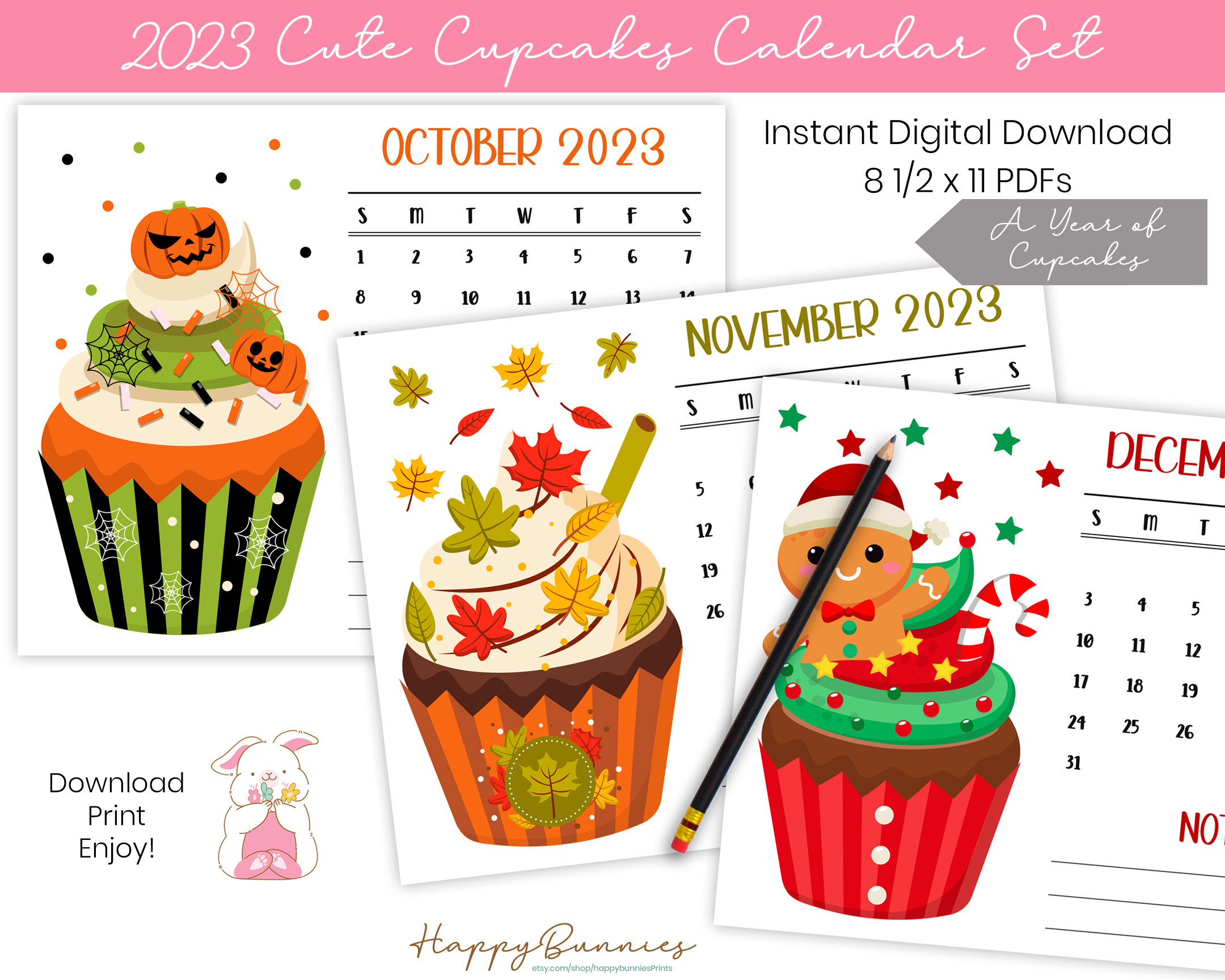 2023 Printable Cupcakes Calendar, 2023 Printable Cupcakes Calendar ...