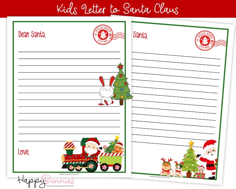 Printable Kids Letter to Santa Printable Letter to Santa - Etsy