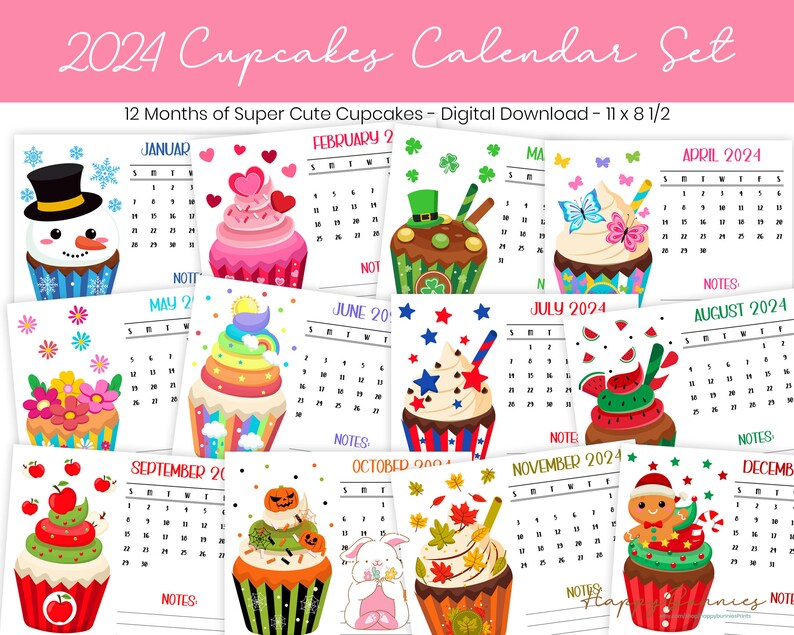 2024 Printable Cupcakes Calendar, 2024 Printable Cupcakes Calendar