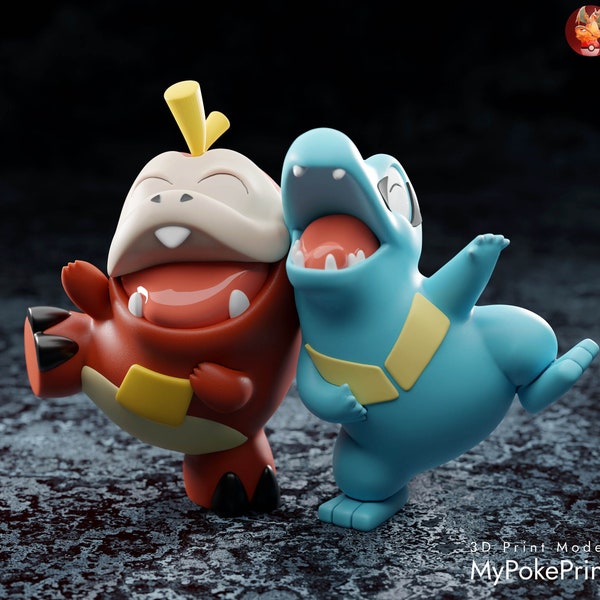 Gen 2: Fuecoco and Totodile BFFs (Unpainted)(3D Printed - Resin)