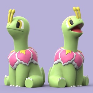 Gen 2: Chibi Meganium (3D printed -  Full Color Prints and Ready to Paint options)