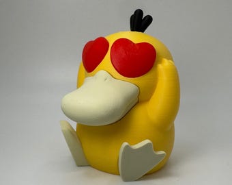 Figura de Pokémon Psyduck para San Valentín, impresa en 3D a todo color, regalo romántico estilo chibi.
