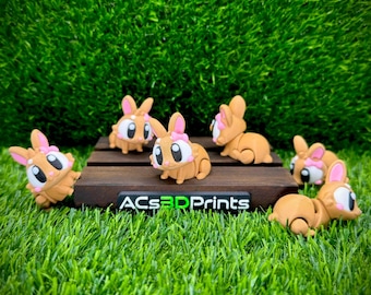 Conejito flexible, juguete antiestrés articulado impreso en 3D, mascota de bolsillo posable