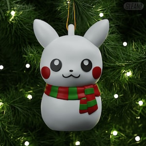 Ornament: Pikachu Snowman by Stardemy (3D printed - Ready to Paint, Multi-Colors, & Custom options available)