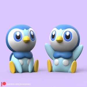 Gen 4: Chibi Piplup (3D printed - Ready to Paint and Multicolor print options)
