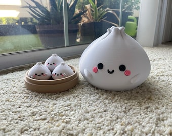 Dim Sum Bao Family Kawaii Figure Set, 3D Printed Desk Decor