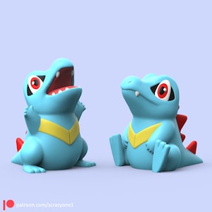 Gen 2: Chibi Totodile (3D printed - Ready to Paint and Multicolor print options)