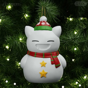 Ornament: Snorlax Snowman by Stardemy (3D printed - Ready to Paint, Multi-Colors, & Custom options available)