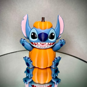 Stitch Halloween Pumpkin Figure, 3D Printed Disney Spooky Collectible image 1